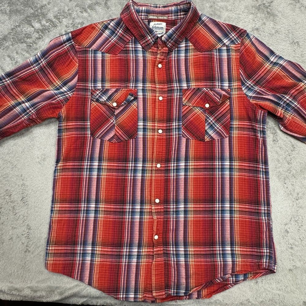 44 MM Plaid Shirt Men's Size X-Large Pearl Snap Long Sleeve - Picture 5 of 13